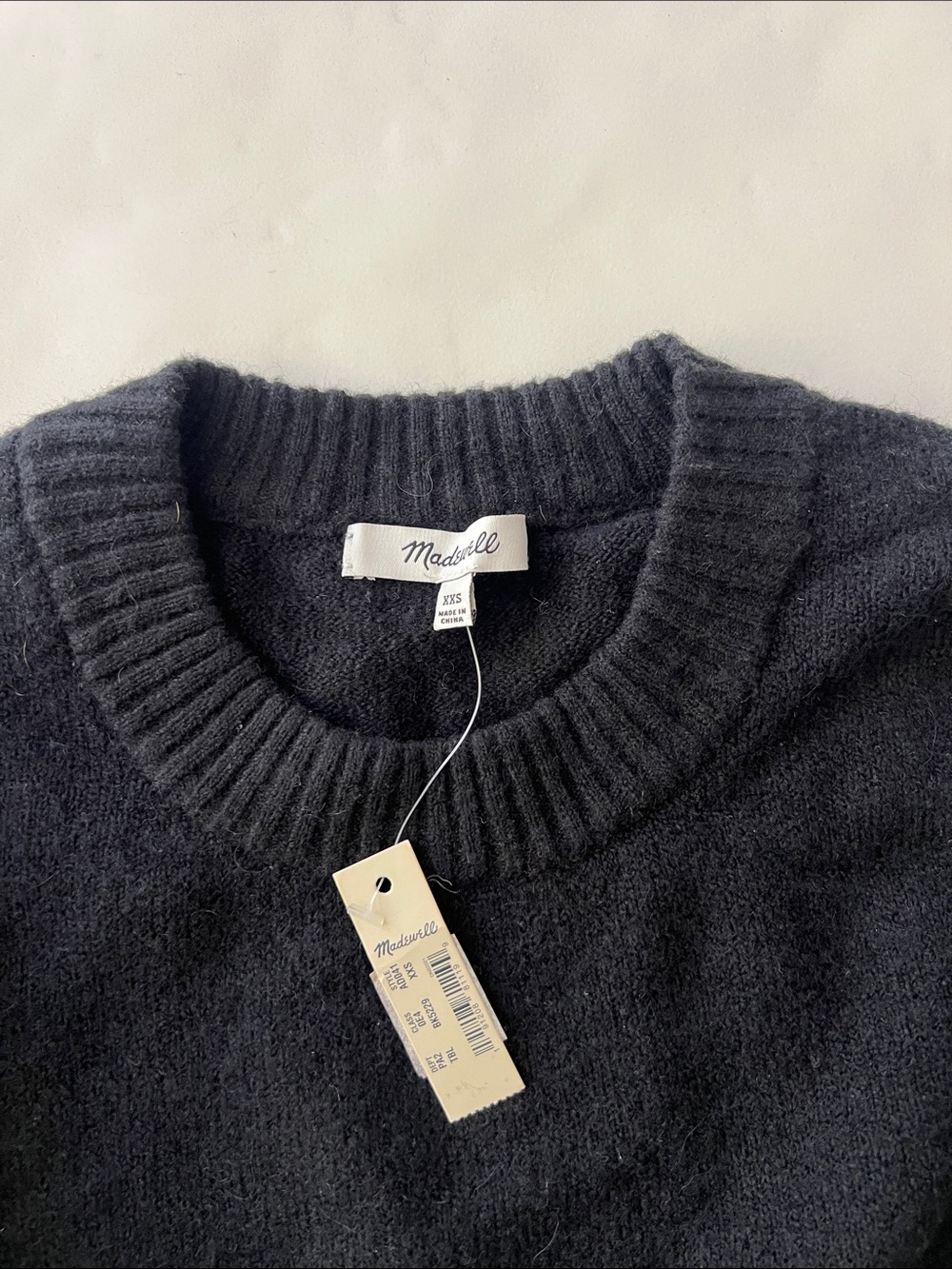 NWT Madewell Black Balloon Sleeve Stretchy Longsleeve Sweater XXS - Picture 4 of 5